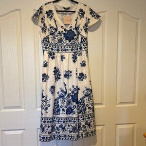 BloomChic Boho Print V-Neck Pockets Midi Dress 14-16/1X